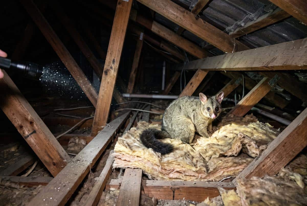 Possum found in a roof void during an inspection