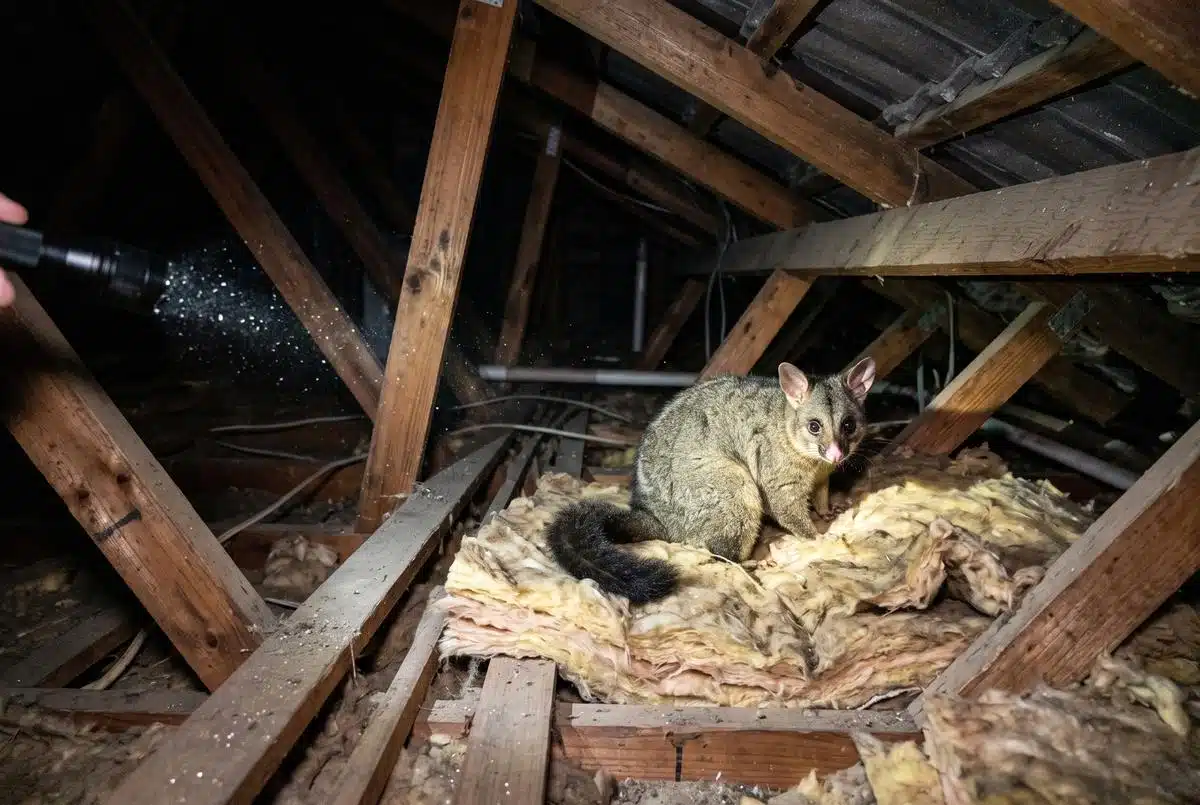 Possum found in a roof void during an inspection